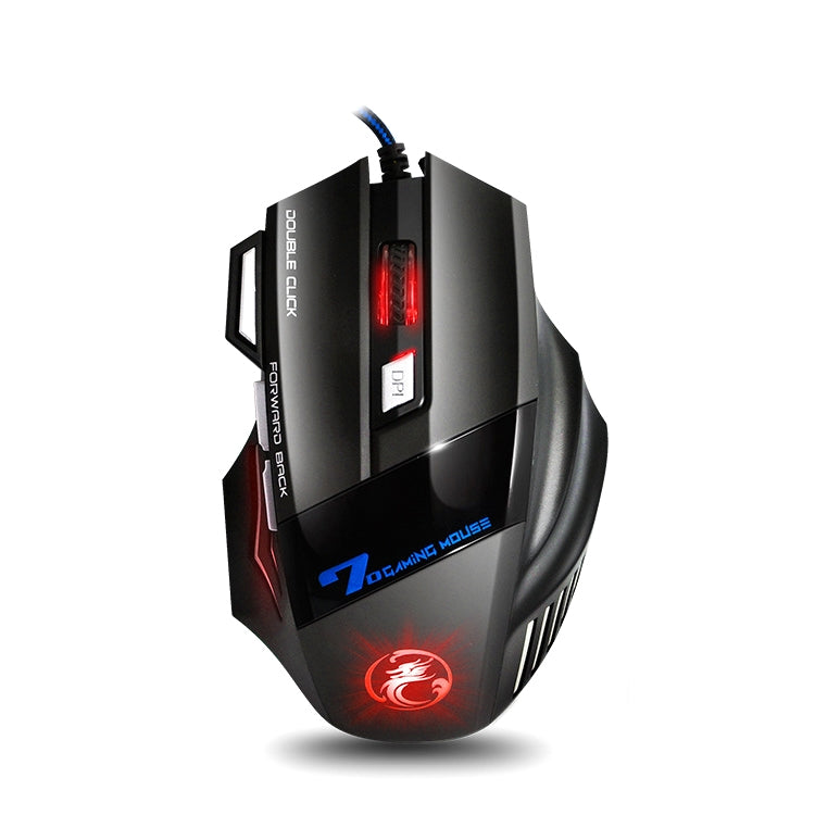 Mouse da gioco cablato IMICE X7 2400 DPI a 7 tasti con luce respiratoria colorata, lunghezza cavo: 1,8 m