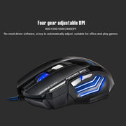 Mouse da gioco cablato IMICE X7 2400 DPI a 7 tasti con luce respiratoria colorata, lunghezza cavo: 1,8 m