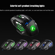 Mouse da gioco cablato IMICE X7 2400 DPI a 7 tasti con luce respiratoria colorata, lunghezza cavo: 1,8 m