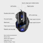 Mouse da gioco cablato IMICE X7 2400 DPI a 7 tasti con luce respiratoria colorata, lunghezza cavo: 1,8 m