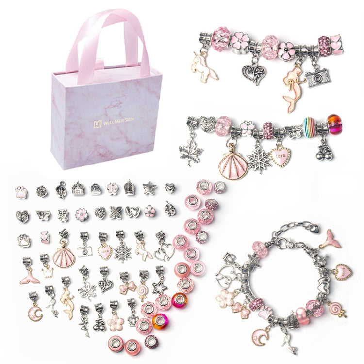 63 in 1 braccialetto a catena a mano per bambini con gioielli fatti a mano fai da te, 63 In 1(Pink)