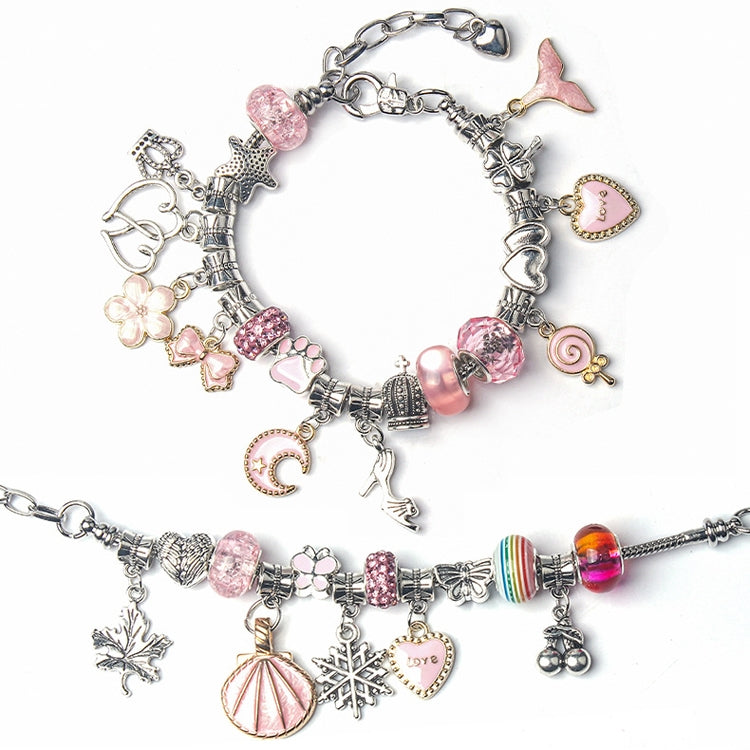 63 in 1 braccialetto a catena a mano per bambini con gioielli fatti a mano fai da te, 63 In 1(Pink)