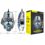T-WOLF V10 Interfaccia USB 7 pulsanti Mouse da gioco cablato da 6400 DPI Programmazione macro personalizzata Mouse da gioco con luce respiratoria a 4 colori, Lunghezza cavo: 1,5 m