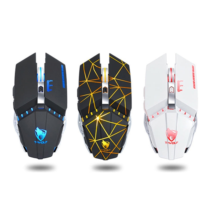 Mouse da gioco da ufficio silenzioso ricaricabile wireless T-WOLF Q15 a 6 pulsanti 1600 DPI con luce respiratoria a 7 colori