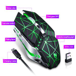Mouse da gioco da ufficio silenzioso ricaricabile wireless T-WOLF Q15 a 6 pulsanti 1600 DPI con luce respiratoria a 7 colori