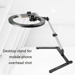 Supporto fotografico da tavolo con luce LED e clip telefono