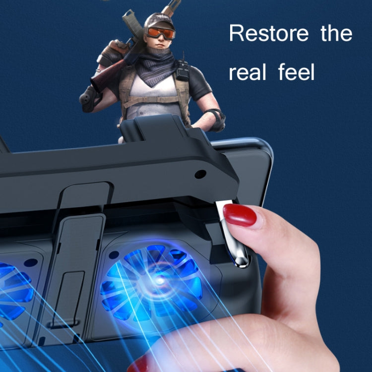 H10 4 in 1 Doppia ventola di raffreddamento Gamepad Impugnatura con pulsante ausiliario del gioco con supporto e funzione Power Bank, Plug-in, 2500 mAh, 5000 mAh