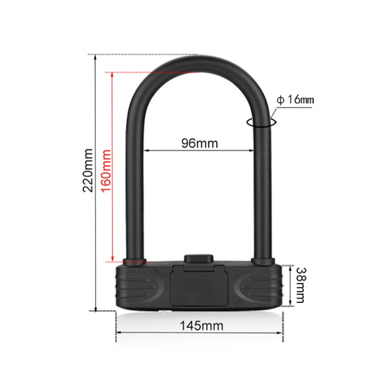 Blocco password antifurto per auto elettrica per moto, blocco password per bicicletta a forma di U in acciaio audace, Password Lock(Black), Password Lock(Red)