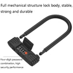 Blocco password antifurto per auto elettrica per moto, blocco password per bicicletta a forma di U in acciaio audace, Password Lock(Black), Password Lock(Red)