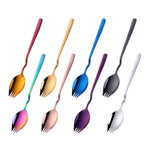 3 pezzi di forchetta per noodle istantanei in acciaio inossidabile, coltello multiuso a forma di V, forchetta e cucchiaio, stoviglie tutto in uno, Fork Spoon (Silver), Fork Spoon (Gold), Fork Spoon (Rose Gold), Fork Spoon (Black), Fork Spoon (Blue)    ...