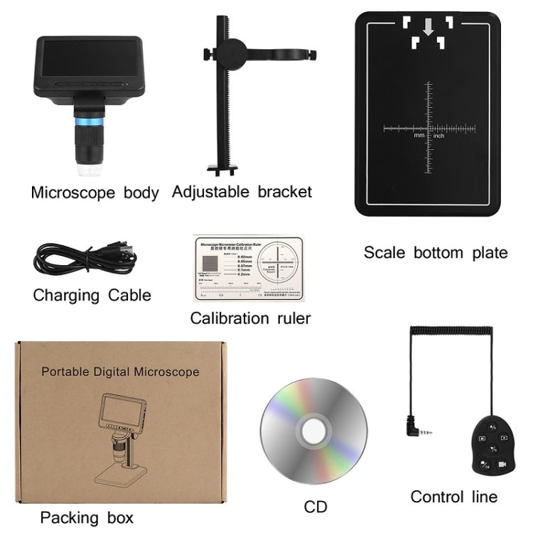 Microscopio elettronico 5 pollici 1080P HD USB con LED