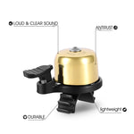 WEST BIKING YP0706048 Mini campanello per bicicletta in rame per mountain bike, West Biking Bicycle Bell(Black), West Biking Bicycle Bell(Golden)