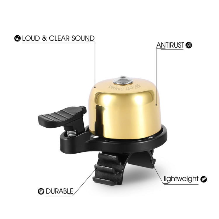 WEST BIKING YP0706048 Mini campanello per bicicletta in rame per mountain bike, West Biking Bicycle Bell(Black), West Biking Bicycle Bell(Golden)
