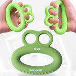 MAXSOINS MXO-DOUBLE-001 Dispositivo per l'allenamento della presa delle dita a forma di rana Anello per la presa delle dita, 20LB (Double-sided Green), 30LB (Double-sided Blue), 40LB (Double-sided Orange), 50LB (Double-sided Purple)                    ...