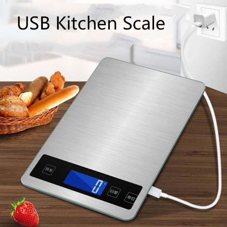 A10-1 Bilancia da cucina USB portatile Bilancia da banco per alimenti domestici, tè quasi grammo, 5kg / 1g(White), 10kg / 1g(White), 15kg / 1g(White), 5kg / 1g(Rose Gold), 10kg / 1g(Rose Gold), 15kg / 1g(Rose Gold)