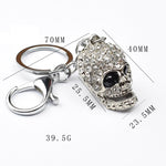 2 pezzi di gioielli pendenti con portachiavi con teschio brillante, Diamond Skull Keychain