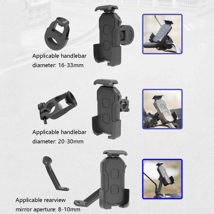 Staffa per telefono cellulare per navigazione bicicletta moto HW-68, Stile:, Round Handlebar, Rearview Mirror, U-shaped Handlebar