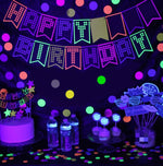 Decorazioni per feste fluorescenti Lettere fluorescenti Compleanno Tirare bandiera Torta Inserto Set di palloncini, 54 In 1, 43 In 1