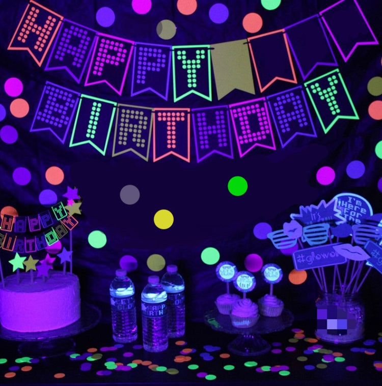 Decorazioni per feste fluorescenti Lettere fluorescenti Compleanno Tirare bandiera Torta Inserto Set di palloncini, 54 In 1, 43 In 1