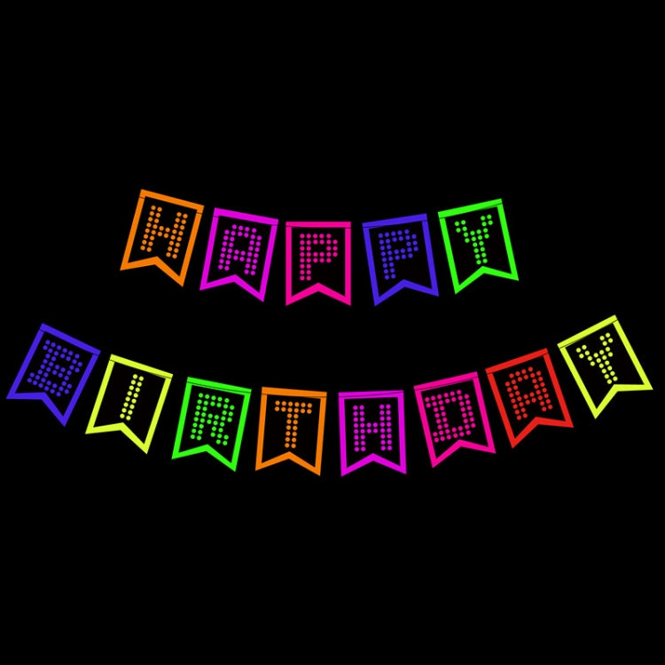 Decorazioni per feste fluorescenti Lettere fluorescenti Compleanno Tirare bandiera Torta Inserto Set di palloncini, 54 In 1, 43 In 1