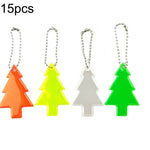 Ciondolo riflettente in PVC stile albero di Natale da 15 pezzi Portachiavi riflettente per la sicurezza del traffico notturno all'aperto Consegna colore casuale, Christmas Tree Style Keychain