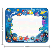 6614 Tappetino per graffiti magici in tela per disegni ad acqua per bambini, dimensioni: 100 x 80 cm, Blue Version, New Version