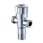 Valvola ad angolo di trafilatura galvanica da 2 pezzi in acciaio inossidabile con doppia uscita, maniglia singola, doppio controllo, 1 ingresso e 2 uscite, Plated, Drawing, Three Round Plated Cold Water, Three Round Plated Hot Water                    ...