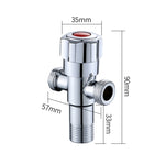 Valvola ad angolo di trafilatura galvanica da 2 pezzi in acciaio inossidabile con doppia uscita, maniglia singola, doppio controllo, 1 ingresso e 2 uscite, Plated, Drawing, Three Round Plated Cold Water, Three Round Plated Hot Water                    ...