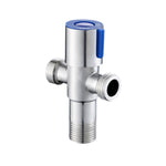 Valvola ad angolo di trafilatura galvanica da 2 pezzi in acciaio inossidabile con doppia uscita, maniglia singola, doppio controllo, 1 ingresso e 2 uscite, Plated, Drawing, Three Round Plated Cold Water, Three Round Plated Hot Water                    ...