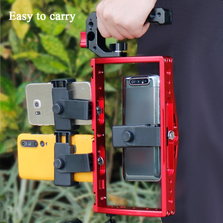 Immersione Dual Handheld Grip Staffa Stabilizzatore Estensione Telefono Morsetto Fotocamera Rig Cage Custodia subacquea per GoPro HERO9/8/7, Red, Black, Red Bracket + Shutter, Black Bracket + Shutter