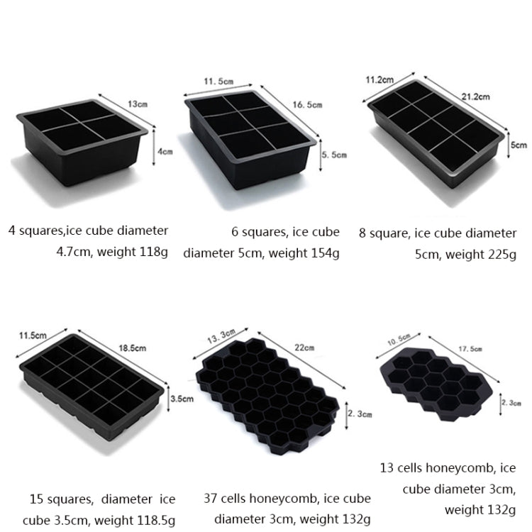 Stampo per vaschetta per ghiaccio in silicone per whisky da 2 pezzi, specifica:, 6 Grid Round, 6 Grid Square Cover, 8 Grid Square Cover, 8 Grid Round, 4 Grid Skull, 4 Square Cover, 37 Grid Honeycomb Cover, 13 Grid Honeycomb Cover, 15 Grid Square Cover ...