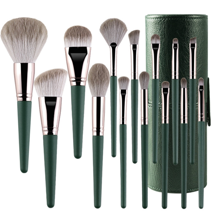 Strumenti di bellezza per pennelli per trucco con manico in legno morbido, 14 PCS Brush, With Strap Brush Bag, With Brush Bucket