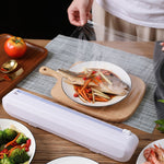 Taglierina per pellicola trasparente a ventosa Scatola di taglio regolabile per involucro di plastica per uso domestico, Suction Cup Cling Film Cutter