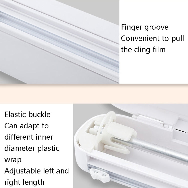 Taglierina per pellicola trasparente a ventosa Scatola di taglio regolabile per involucro di plastica per uso domestico, Suction Cup Cling Film Cutter