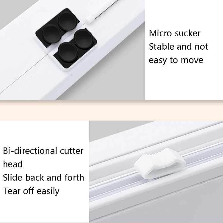 Taglierina per pellicola trasparente a ventosa Scatola di taglio regolabile per involucro di plastica per uso domestico, Suction Cup Cling Film Cutter