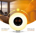 Sveglia con luce notturna simulata all'alba e al tramonto con radio FM, US Plug, EU Plug, UK Plug, AU Plug
