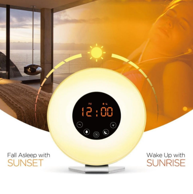Sveglia con luce notturna simulata all'alba e al tramonto con radio FM, US Plug, EU Plug, UK Plug, AU Plug