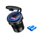 Caricabatterie USB modificato per auto moto nave PD impermeabile + ricarica rapida QC3.0, Blue Light With Terminal, Red Light With Terminal, Green Light With Terminal, Blue Light With 60cm Line, Red Light With 60cm Line, Green Light With 60cm Line