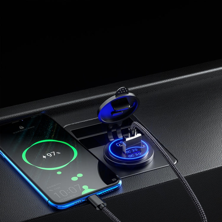 Caricabatterie USB modificato per auto moto nave PD impermeabile + ricarica rapida QC3.0, Blue Light With Terminal, Red Light With Terminal, Green Light With Terminal, Blue Light With 60cm Line, Red Light With 60cm Line, Green Light With 60cm Line