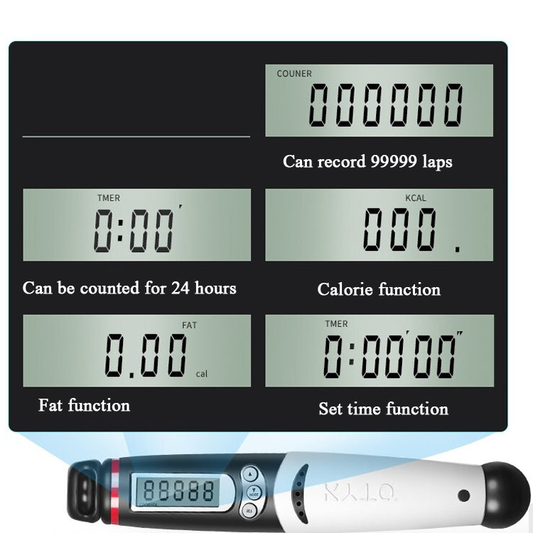 KYTO 2106B Versione con filo Calorie Conteggio elettronico Corda per saltare Corda per saltare per il fitness per adulti, with Steel Wire Rope (Black Gray), with 2 Steel Wire Ropes (Black Gray)