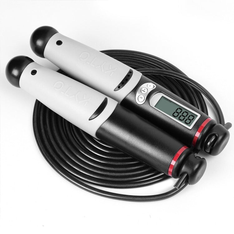 KYTO 2106B Versione con filo Calorie Conteggio elettronico Corda per saltare Corda per saltare per il fitness per adulti, with Steel Wire Rope (Black Gray), with 2 Steel Wire Ropes (Black Gray)