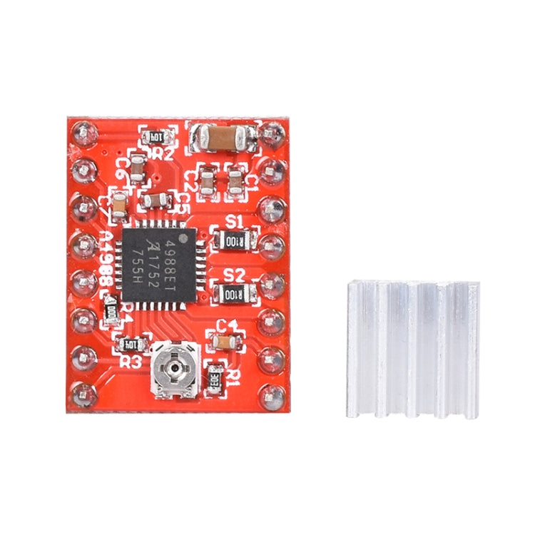 2 PCS HW-134A A4988 Red Board Modulo driver motore passo-passo Dissipatore di calore per stampante 3D, A4988