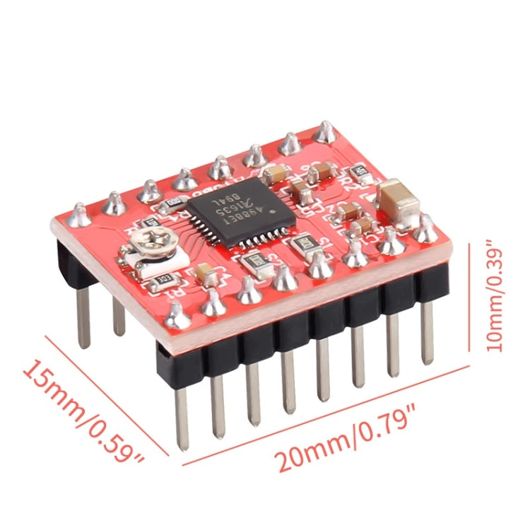 2 PCS HW-134A A4988 Red Board Modulo driver motore passo-passo Dissipatore di calore per stampante 3D, A4988