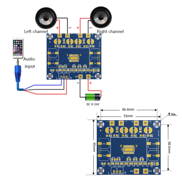 2 PCS XH-A232 Scheda digitale ad alta potenza da 20 W a doppio canale Modulo scheda amplificatore di potenza audio MP3, 20W Dual-channel MP3  Audio Amplifier