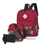Zaino di ricarica USB per studenti con zaino casual stile college 3 in 1
