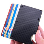 Portafoglio in fibra di carbonio Porta carte di credito in metallo RFID, Golden, Black, Blue, Red, Gray