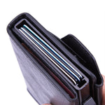 Portamonete antifurto in lega di alluminio Borsa per carte di credito in PU pop-up automatica anti-smagnetizzazione RFID