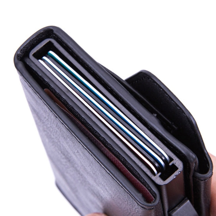 Portamonete antifurto in lega di alluminio Borsa per carte di credito in PU pop-up automatica anti-smagnetizzazione RFID