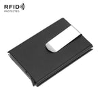 Custodia per carte di credito in lega di alluminio Scatola per carte in metallo antimagnetico RFID, Microfiber Leather Black, Microfiber Leather Apricot
