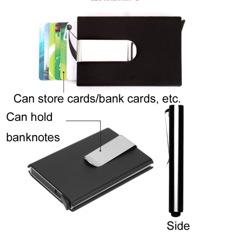 Custodia per carte di credito in lega di alluminio Scatola per carte in metallo antimagnetico RFID, Microfiber Leather Black, Microfiber Leather Apricot